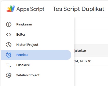 Mengatur Trigger Google Script