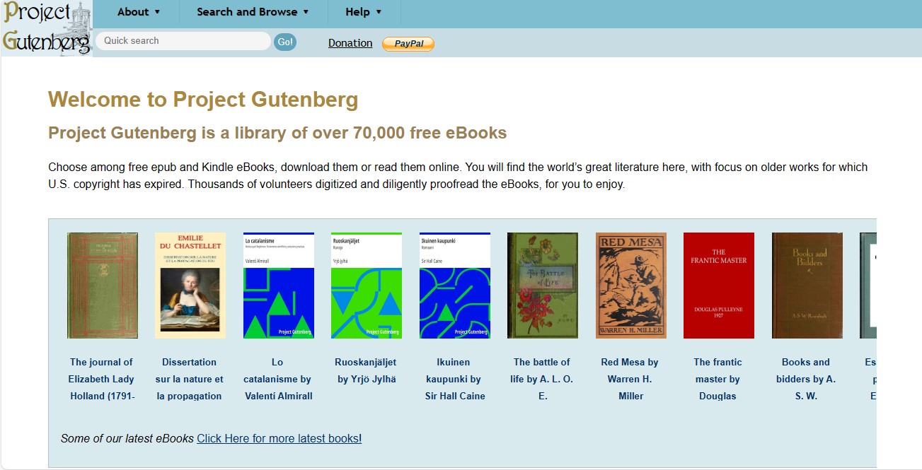 Baca Buku Gratis dan Legal dengan Project Gutenberg